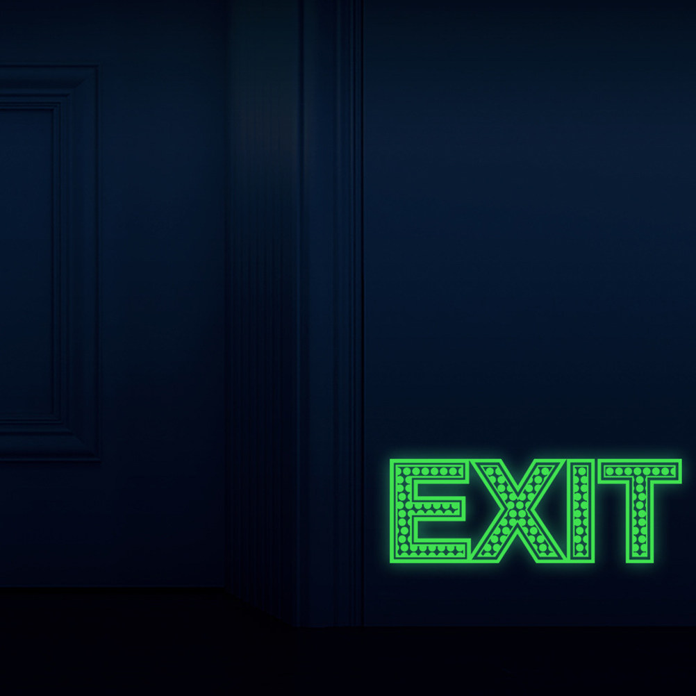 Emergency Exit Sign - 3 sztuki świecących w ciemności naklejek